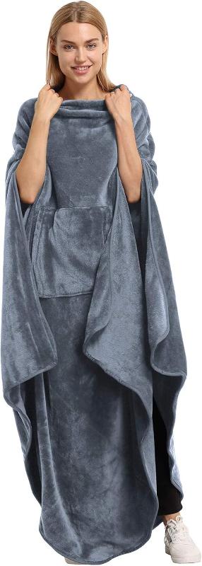 Rynx | Fleece Carry Blanket Poncho - Warm Cozy Travel Wrap Cape