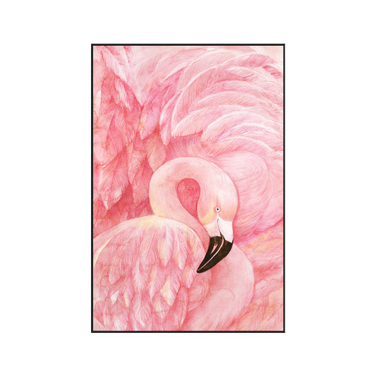 Rynx | Flamingo-pattern wall decoration in pastel color tropical style painting for living room