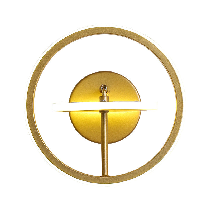 Rynx | Metallic Circle Wall Light Fixture Modernist LED Wall Lamp with Adjustable Arm in Gold, Warm/White Light