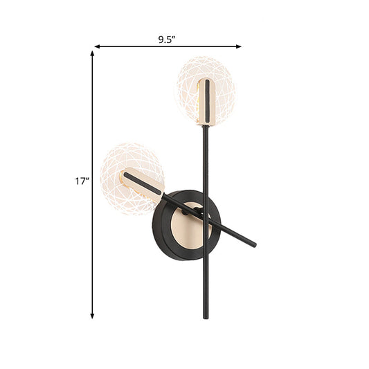 Rynx | Black Round Wall Light Fixture Modern LED Metal Wall Lamp Lighting in Warm/White Light