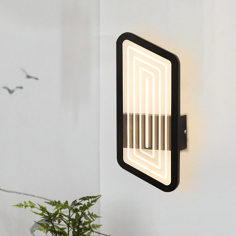 Rynx | Black/Gold Rectangular Wall Light Fixture Nordic Metal Wall Lamp Lighting in Warm/White Light, 12.5"/19.5" Wide