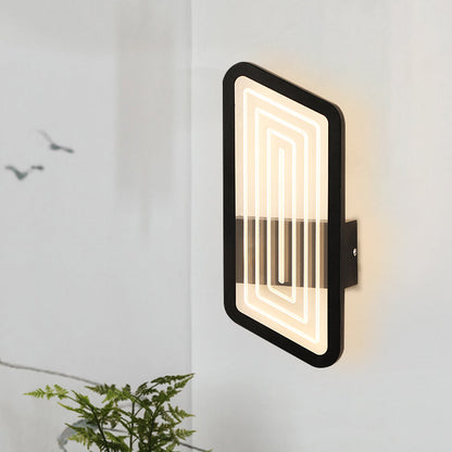 Rynx | Black/Gold Rectangular Wall Light Fixture Nordic Metal Wall Lamp Lighting in Warm/White Light, 12.5"/19.5" Wide