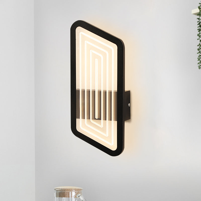 Rynx | Black/Gold Rectangular Wall Light Fixture Nordic Metal Wall Lamp Lighting in Warm/White Light, 12.5"/19.5" Wide