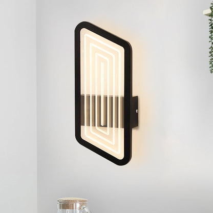Rynx | Black/Gold Rectangular Wall Light Fixture Nordic Metal Wall Lamp Lighting in Warm/White Light, 12.5"/19.5" Wide