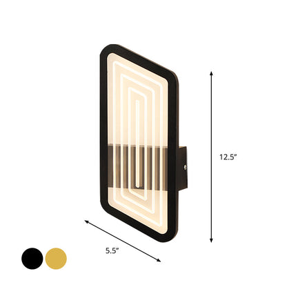 Rynx | Black/Gold Rectangular Wall Light Fixture Nordic Metal Wall Lamp Lighting in Warm/White Light, 12.5"/19.5" Wide