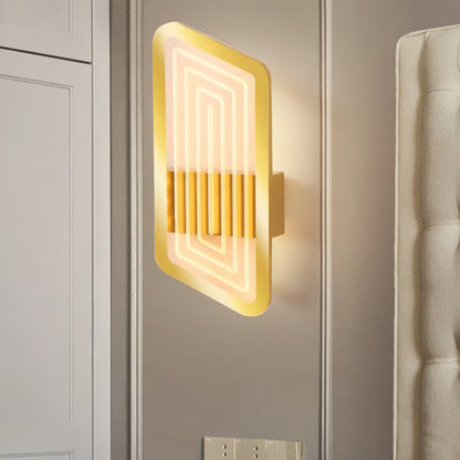 Rynx | Black/Gold Rectangular Wall Light Fixture Nordic Metal Wall Lamp Lighting in Warm/White Light, 12.5"/19.5" Wide