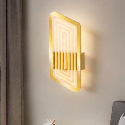 Rynx | Black/Gold Rectangular Wall Light Fixture Nordic Metal Wall Lamp Lighting in Warm/White Light, 12.5"/19.5" Wide