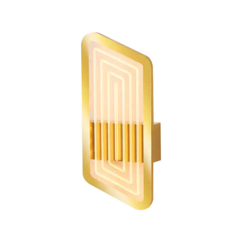 Rynx | Black/Gold Rectangular Wall Light Fixture Nordic Metal Wall Lamp Lighting in Warm/White Light, 12.5"/19.5" Wide