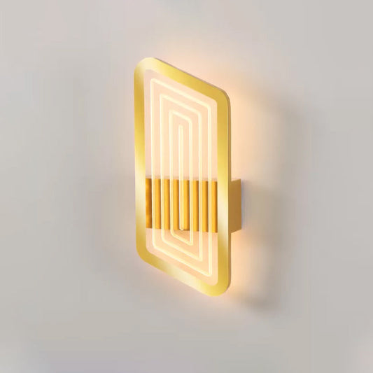 Rynx | Black/Gold Rectangular Wall Light Fixture Nordic Metal Wall Lamp Lighting in Warm/White Light, 12.5"/19.5" Wide