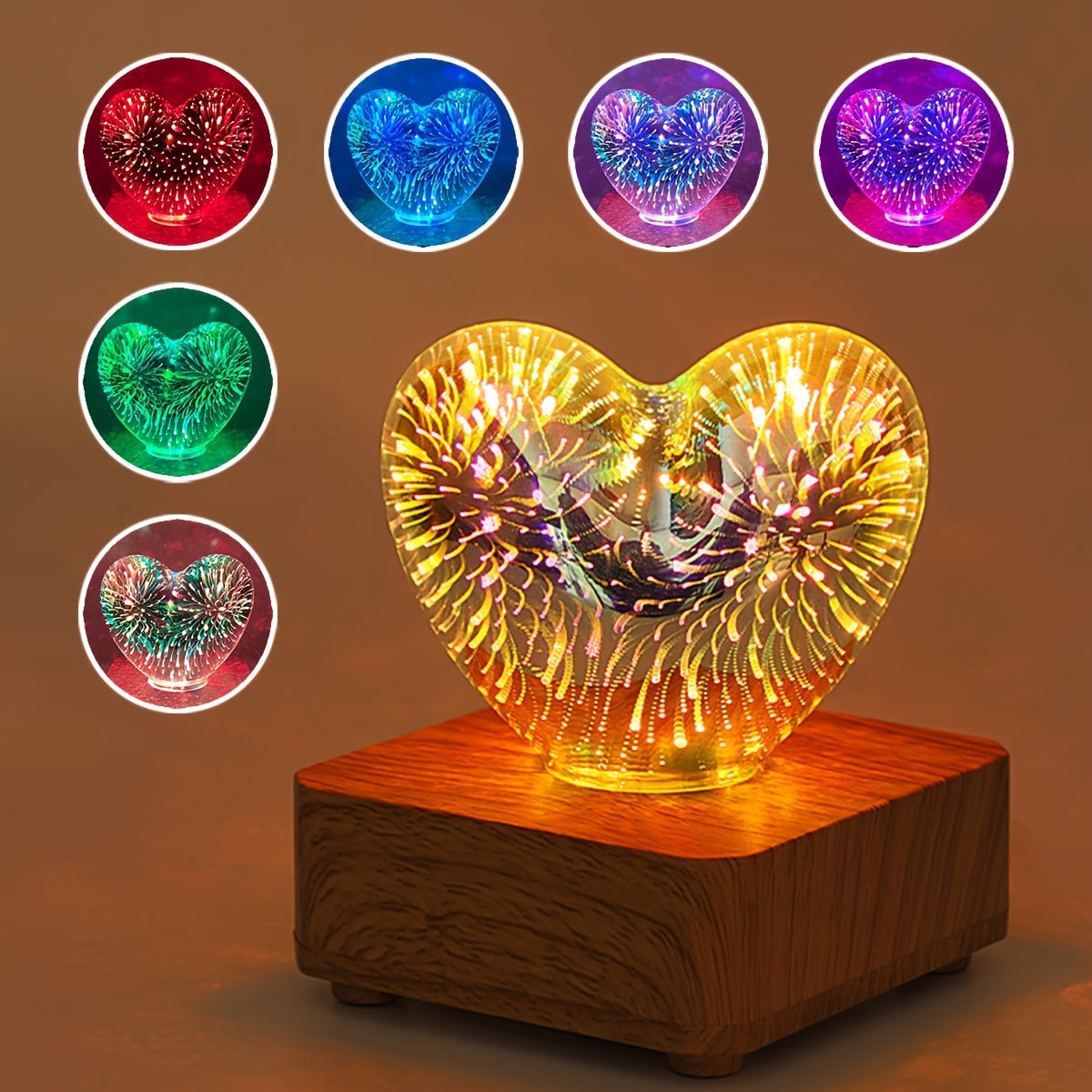 Rynx | LoveLight - 3D Heart Firework LED Night Lamp, USB-powered