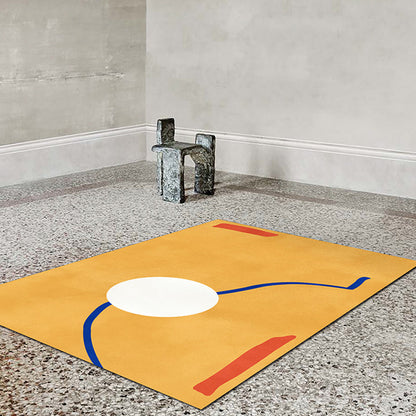 Rynx | Novelty Abstract Rug Pink and Yellow Polyester Rug Non-Slip Backing Pet-Friendly Rug for the Living Room