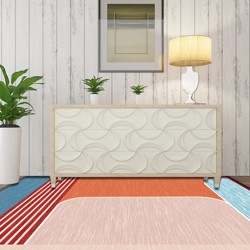 Rynx | Pink and Brown Bedroom Rug Modern Colorblock Geometric Pattern Area Rug Polyester Stain-Resistant Carpet