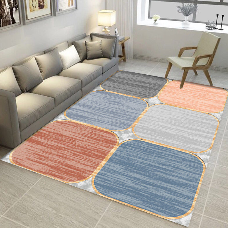Rynx | Pink and Brown Bedroom Rug Modern Colorblock Geometric Pattern Area Rug Polyester Stain-Resistant Carpet