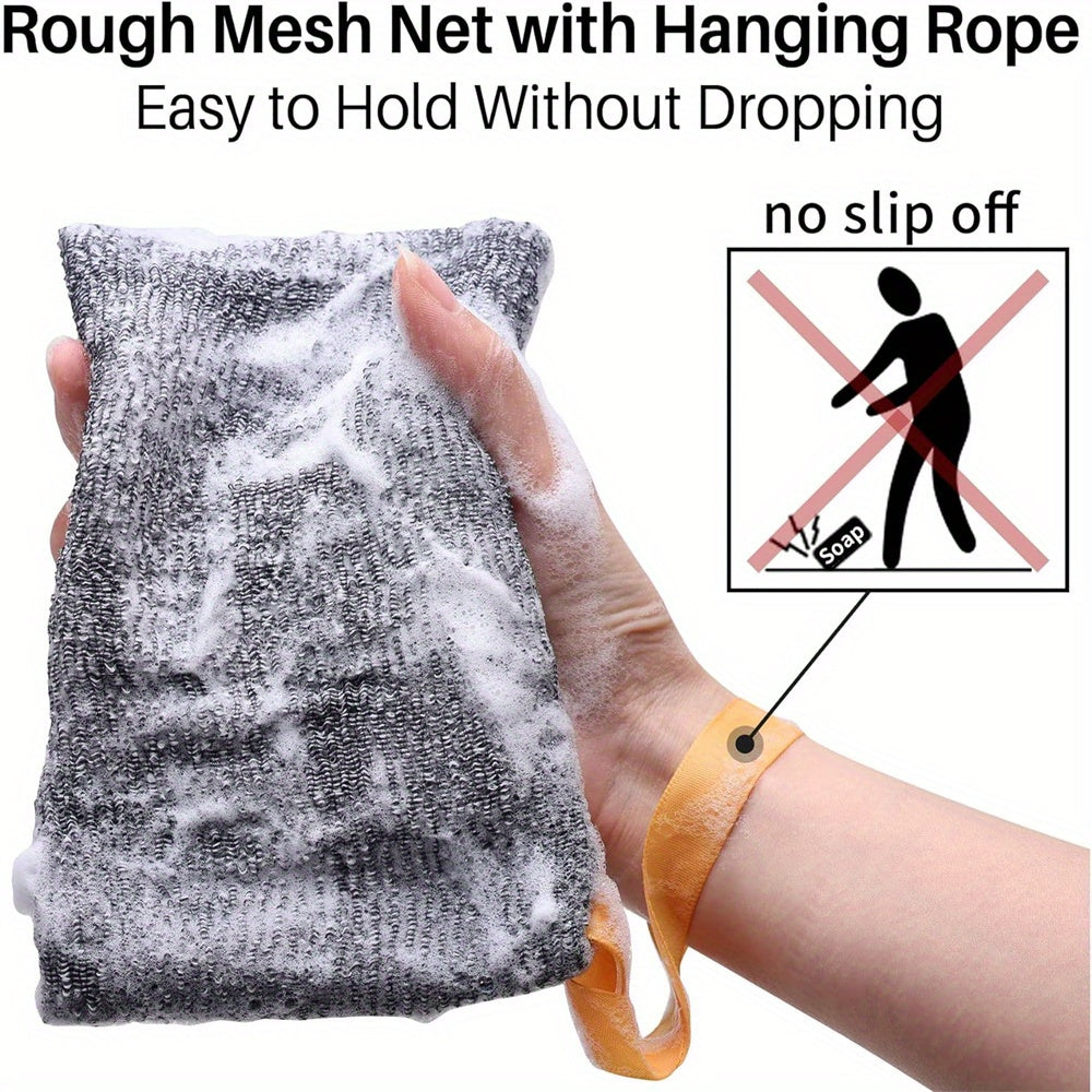 Rynx | 6 Pcs/Pack Soap Pocket Exfoliating Soap Saver Pouch – Gray Mesh Bar Soap Foam Lather Pouch for Bath or Shower