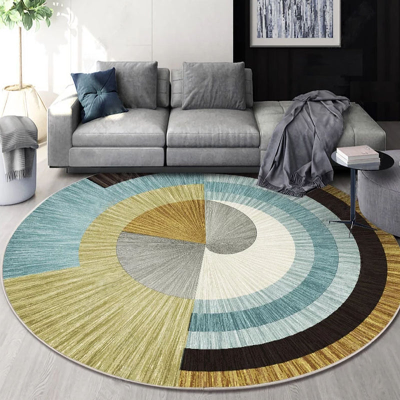 Rynx | Multicolor Bedroom Rug Contemporary Colorblock Rug Washable Pet Friendly Non-Slip Backing Carpet