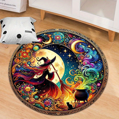 Rynx | Enchanting Witch Drop Round Rug: 800g/m² Crystal Glue, Perfect for Home Decoration – Office Mats, Living Room, Bedroom and More