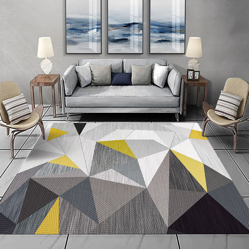 Rynx | Multicolor Geometric Pattern Rug Polyester Simple Rug Washable Pet Friendly Carpet Area Rug for Living Room