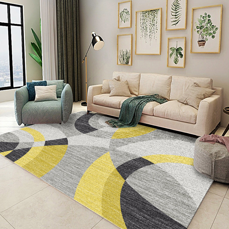Rynx | Multicolor Geometric Pattern Rug Polyester Simple Rug Washable Pet Friendly Carpet Area Rug for Living Room