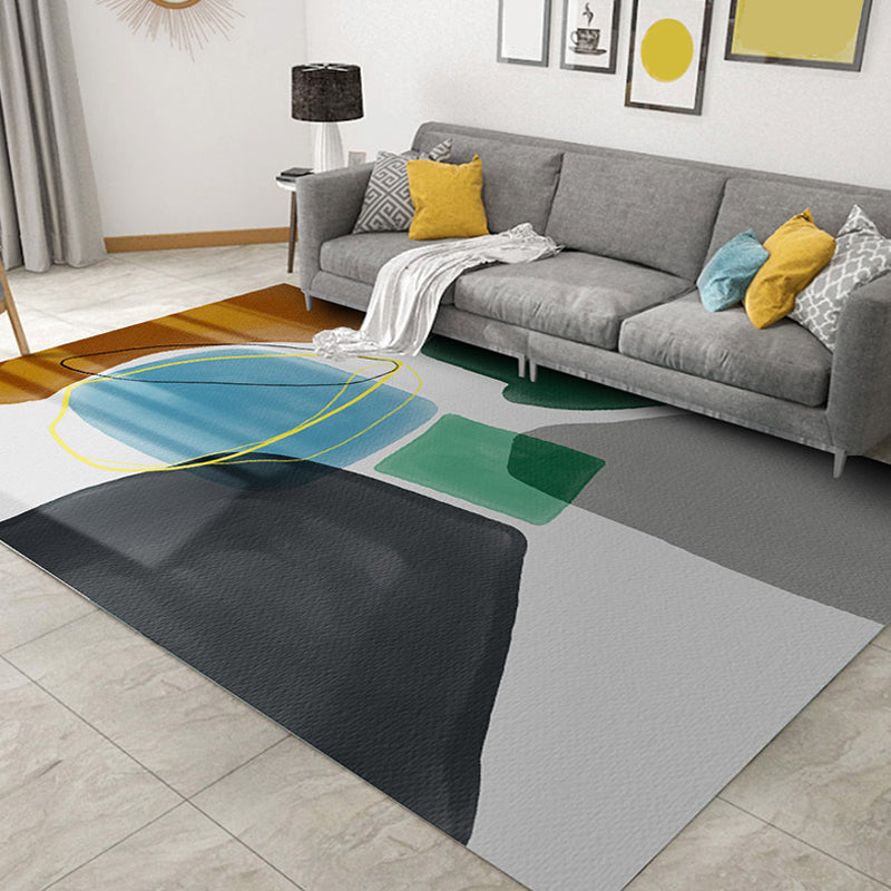 Rynx | Multicolor Geometric Pattern Rug Polyester Simple Rug Washable Pet Friendly Carpet Area Rug for Living Room