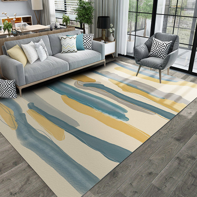 Rynx | Multicolor Geometric Pattern Rug Polyester Simple Rug Washable Pet Friendly Carpet Area Rug for Living Room