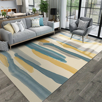 Rynx | Multicolor Geometric Pattern Rug Polyester Simple Rug Washable Pet Friendly Carpet Area Rug for Living Room