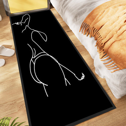 Rynx | Novelty Abstract Rug Modern Black Polyester Rug Non-Slip Pet-Friendly Area Rug for Bedroom