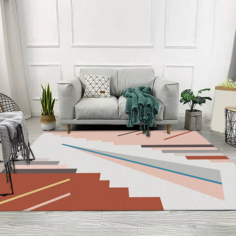 Rynx | Unique Colorblock Geometric Pattern Rug Polyester Modernist Rug Pet Friendly Anti-Slip Backing Area Rug for Living Room