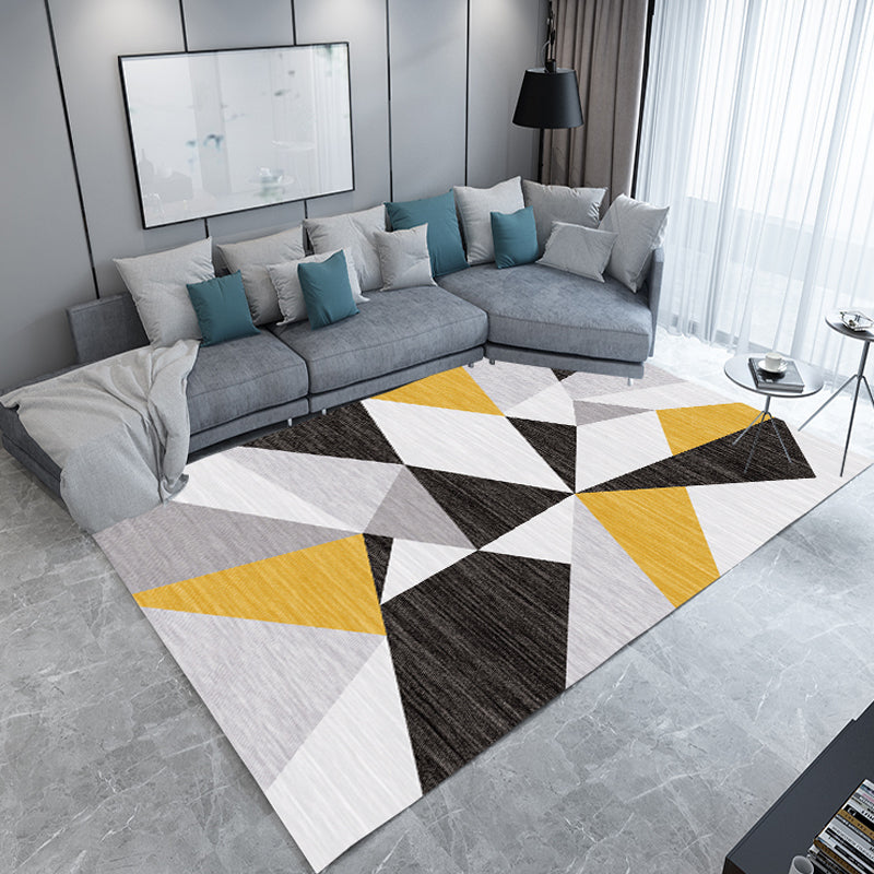 Rynx | Unique Colorblock Geometric Pattern Rug Polyester Modernist Rug Pet Friendly Anti-Slip Backing Area Rug for Living Room