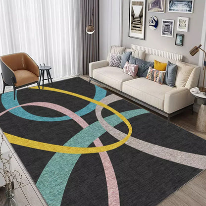 Rynx | Unique Colorblock Geometric Pattern Rug Polyester Modernist Rug Pet Friendly Anti-Slip Backing Area Rug for Living Room