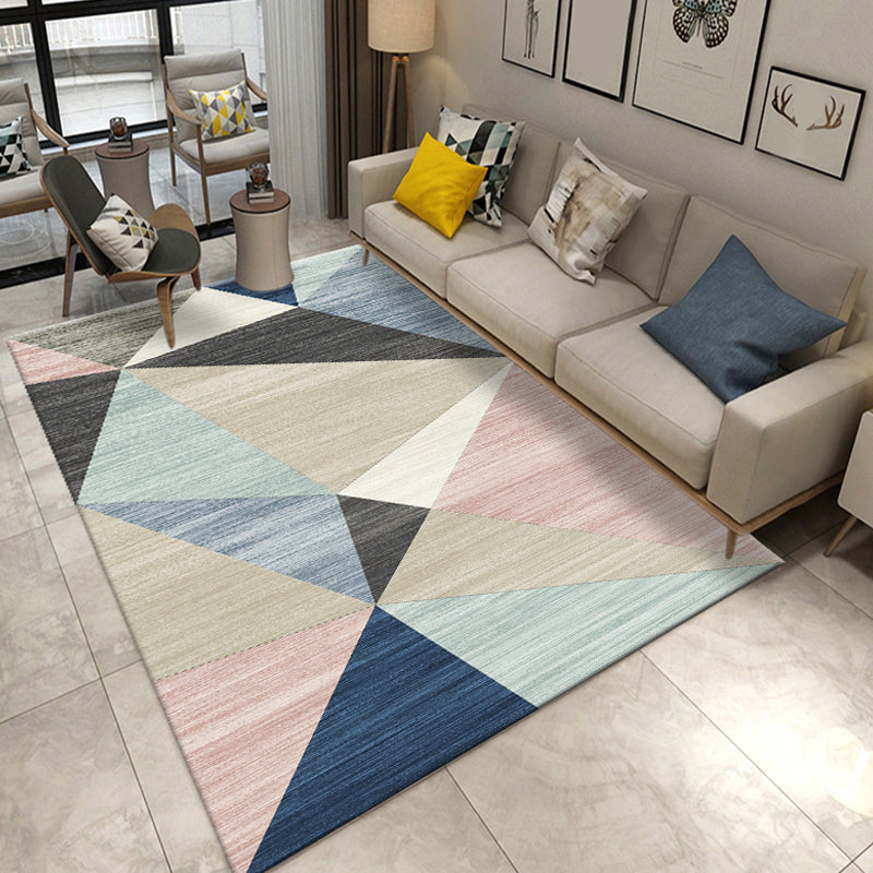 Rynx | Unique Colorblock Geometric Pattern Rug Polyester Modernist Rug Pet Friendly Anti-Slip Backing Area Rug for Living Room