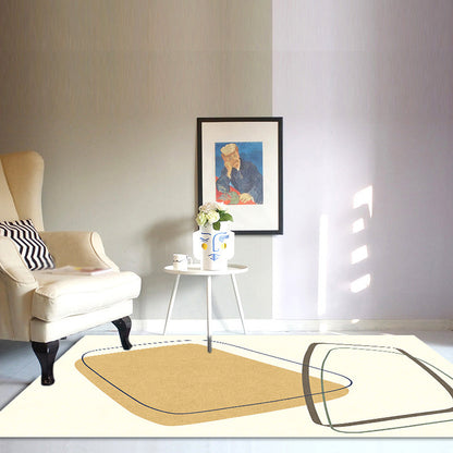 Rynx | Unique Casual Carpet Beige Color Block Carpet Washable Pet-Friendly Non-Slip Rug for the Living Room