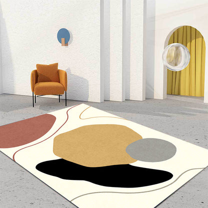 Rynx | Unique Casual Carpet Beige Color Block Carpet Washable Pet-Friendly Non-Slip Rug for the Living Room