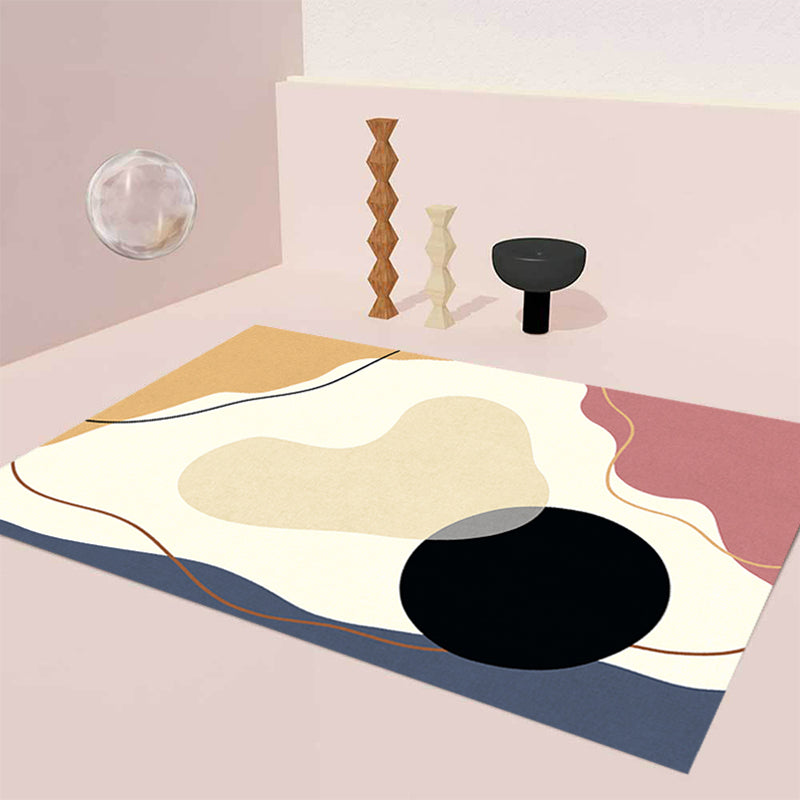 Rynx | Unique Casual Carpet Beige Color Block Carpet Washable Pet-Friendly Non-Slip Rug for the Living Room