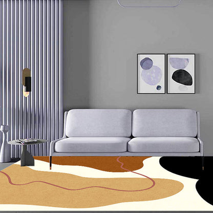 Rynx | Unique Casual Carpet Beige Color Block Carpet Washable Pet-Friendly Non-Slip Rug for the Living Room
