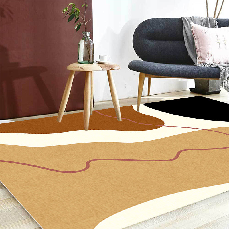 Rynx | Unique Casual Carpet Beige Color Block Carpet Washable Pet-Friendly Non-Slip Rug for the Living Room