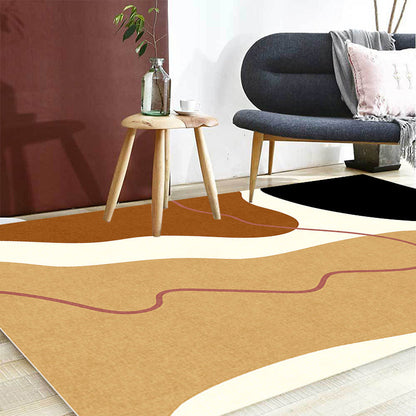 Rynx | Unique Casual Carpet Beige Color Block Carpet Washable Pet-Friendly Non-Slip Rug for the Living Room