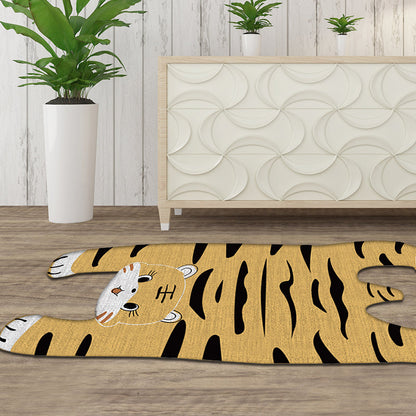 Rynx | Gray and Yellow Irregular Carpet Children's Room Animal Tiger Pattern Rug Polyester Pet Friendly Carpet
