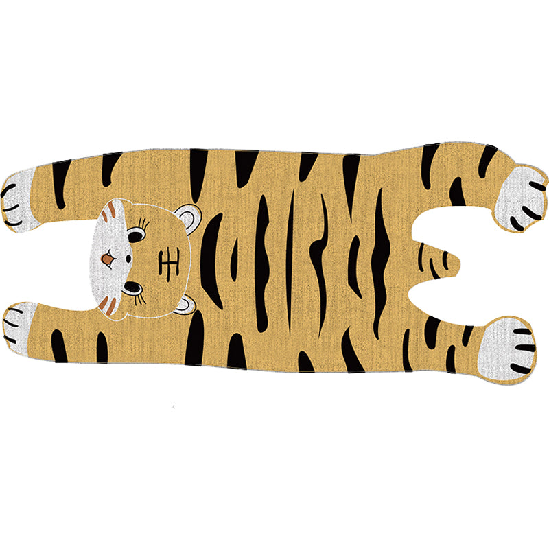 Rynx | Gray and Yellow Irregular Carpet Children's Room Animal Tiger Pattern Rug Polyester Pet Friendly Carpet