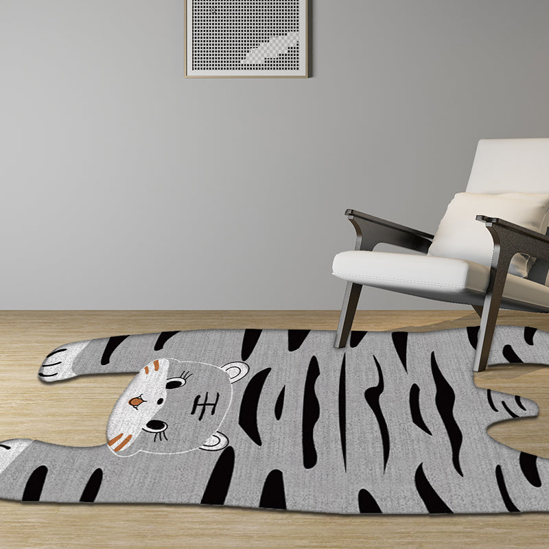 Rynx | Gray and Yellow Irregular Carpet Children's Room Animal Tiger Pattern Rug Polyester Pet Friendly Carpet