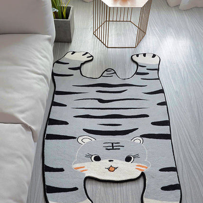 Rynx | Gray and Yellow Irregular Carpet Children's Room Animal Tiger Pattern Rug Polyester Pet Friendly Carpet