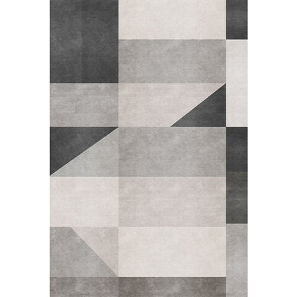Rynx | Nordic Geometric Pattern Rug Grey and Black Contemporary Rug Polyester Washable Pet Friendly Anti-Slip Carpet for Living Room