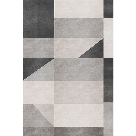 Rynx | Nordic Geometric Pattern Rug Grey and Black Contemporary Rug Polyester Washable Pet Friendly Anti-Slip Carpet for Living Room