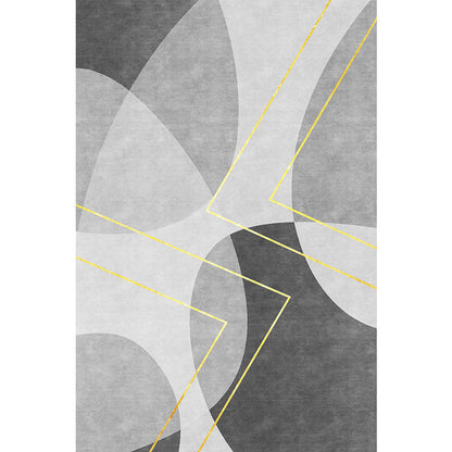 Rynx | Unique Abstract Rug Blue and Grey Contemporary Rug Polyester Pet Friendly Washable Area Rug for Living Room