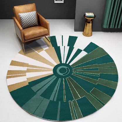 Rynx | Unique Multicolor Contemporary Rug Polyester Geometric Circle Pattern Rug Non-Slip Pet Friendly Area Rug for Living Room
