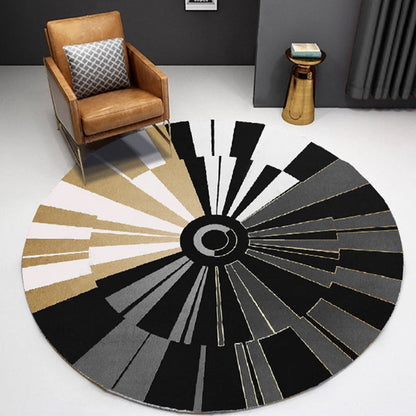 Rynx | Unique Multicolor Contemporary Rug Polyester Geometric Circle Pattern Rug Non-Slip Pet Friendly Area Rug for Living Room