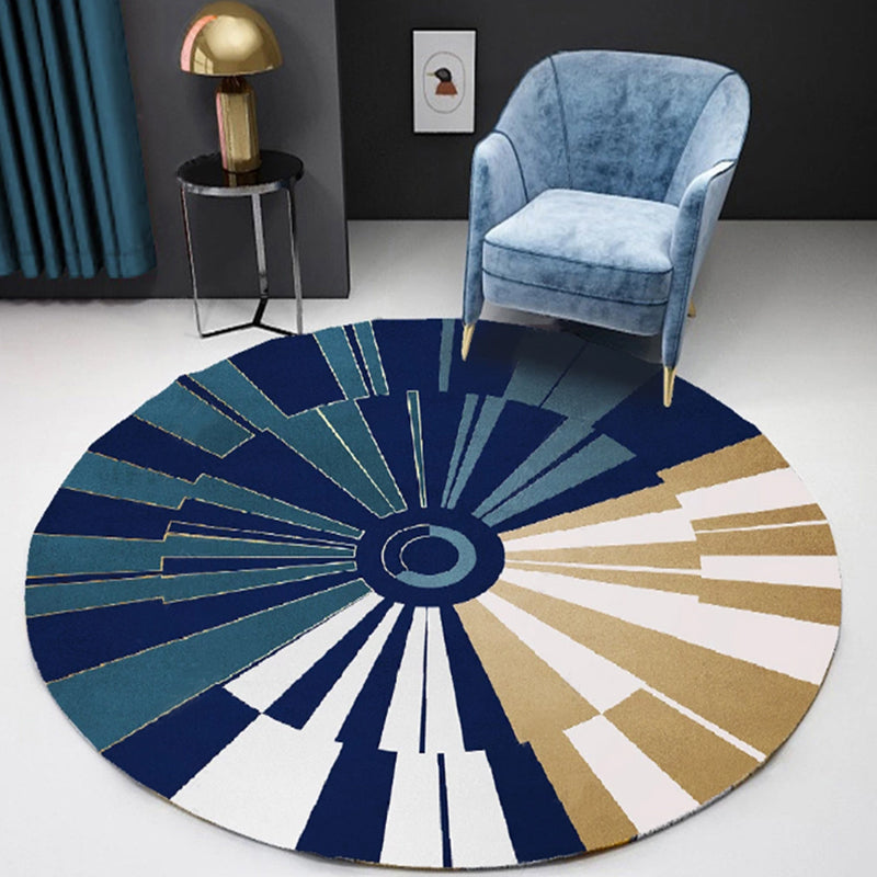 Rynx | Unique Multicolor Contemporary Rug Polyester Geometric Circle Pattern Rug Non-Slip Pet Friendly Area Rug for Living Room