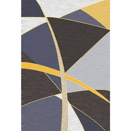 Rynx | Stylish Colorblock Rug Black and Purple Modern Rug Polyester Washable Pet Friendly Anti-Slip Carpet for Living Room