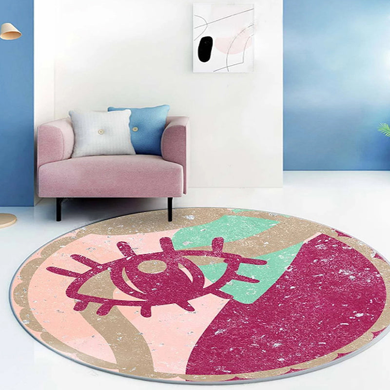 Rynx | Fancy Modernism Rug Purple Multicolor Abstract Lipstick Pattern Rug Washable Pet Friendly Area Rug for Bedroom