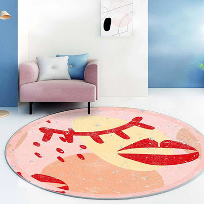 Rynx | Fancy Modernism Rug Purple Multicolor Abstract Lipstick Pattern Rug Washable Pet Friendly Area Rug for Bedroom