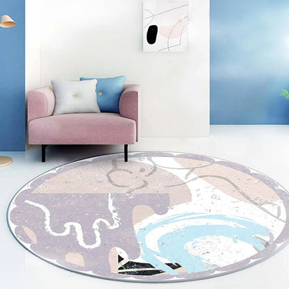 Rynx | Fancy Modernism Rug Purple Multicolor Abstract Lipstick Pattern Rug Washable Pet Friendly Area Rug for Bedroom
